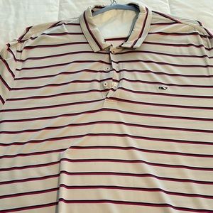 Vineyard Vines Red/White/Blue Striped Golf Shirt; XXL